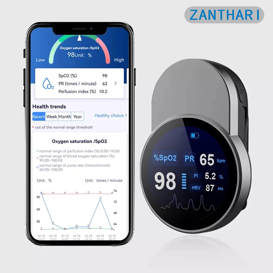 Oxygen Saturation Monitor Fingertip - 指先式パルスオキシメーター、SpO2（経皮的動脈血酸素飽和度）測定器、血中酸素飽和度モニター、心拍数モニター、充電式、TFTディスプレイ、健康状態追跡機能