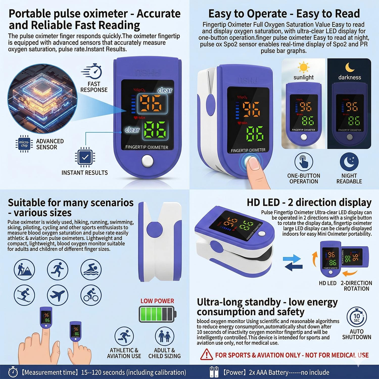 携帯型指先パルスオキシメーター、LEDディスプレイ付き指先血 - Oxygen Saturation Monitor Fingertip のレビューと価格