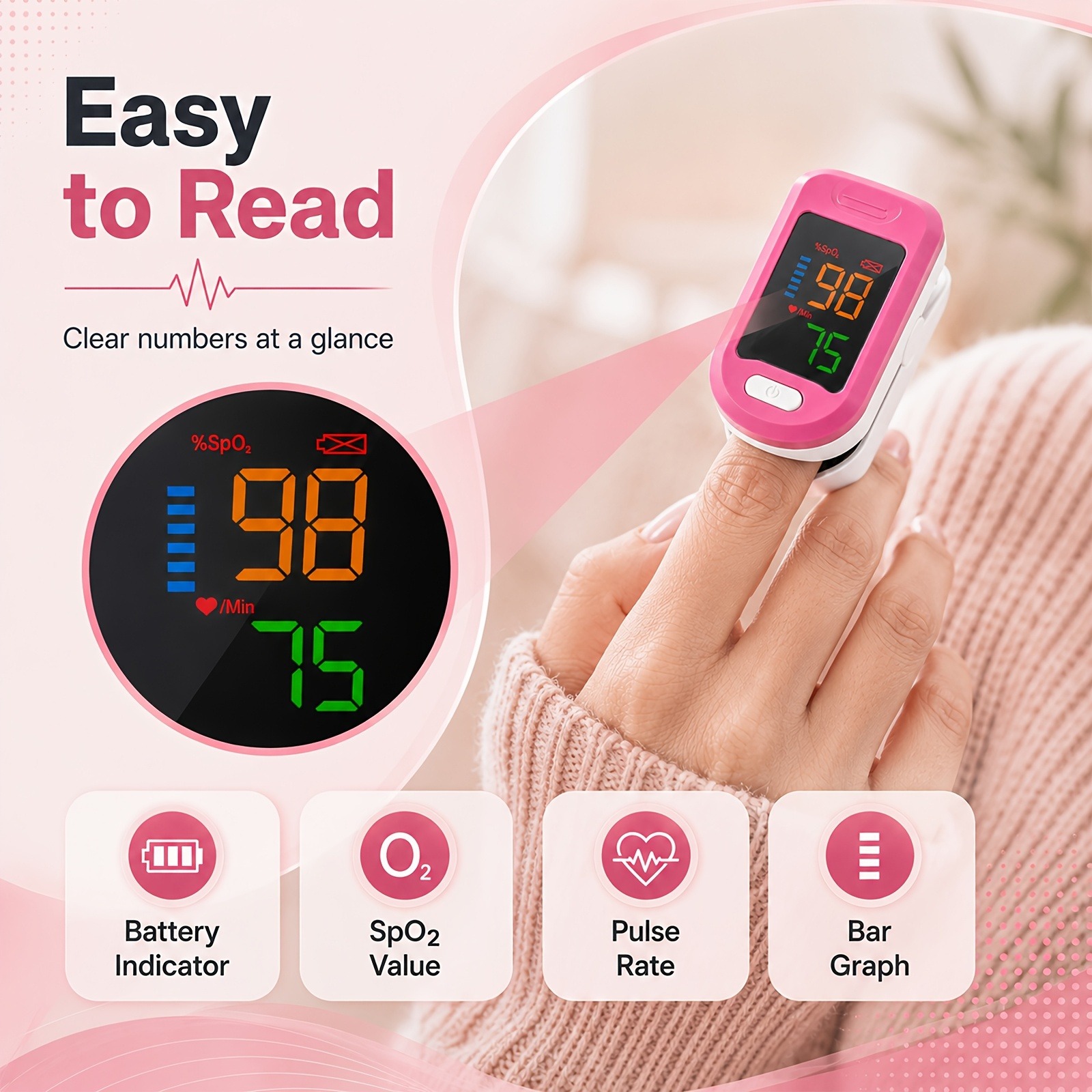 指先パルスオキシメーター SpO2 モニター、脈拍数デジタル - Oxygen Saturation Monitor Fingertip のレビューと価格